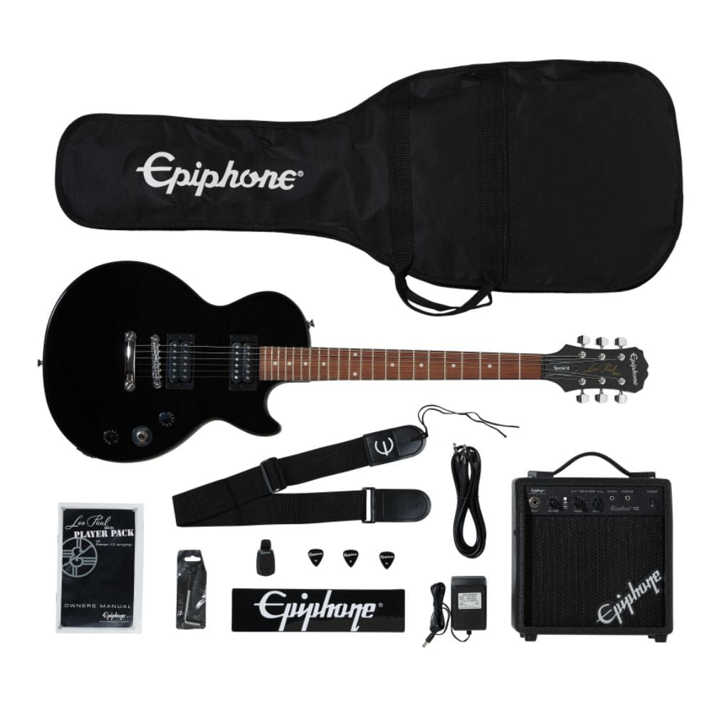 Epiphone Electric Guitars Bundles Ebony Epiphone Les Paul Electric Guitar Player Pack