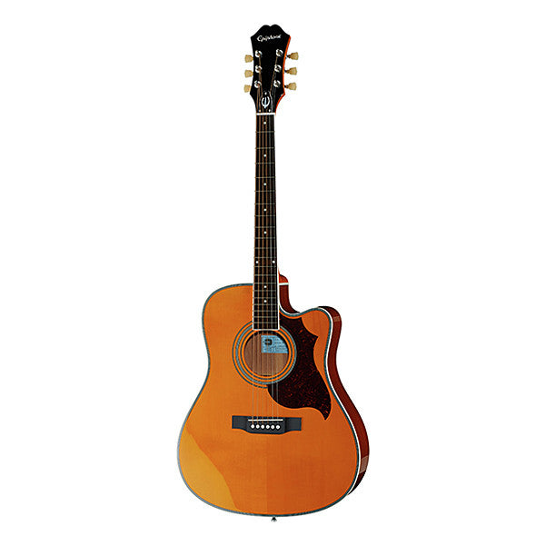 epiphone electro acoustic guitars epiphone ft-350sce min-etune cutaway electro acoustic guitar - antique natural