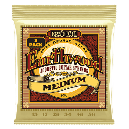 Ernie Ball Acoustic Guitar Strings 13-56 Gauge Ernie Ball Medium Earthwood 80/20 Bronze Acoustic Guitar Strings