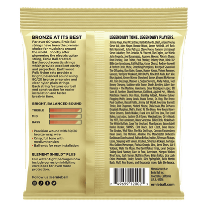 Ernie Ball Acoustic Guitar Strings Ernie Ball 2002 Earthwood Acoustic Guitar Strings,80/20 Bronze, Medium