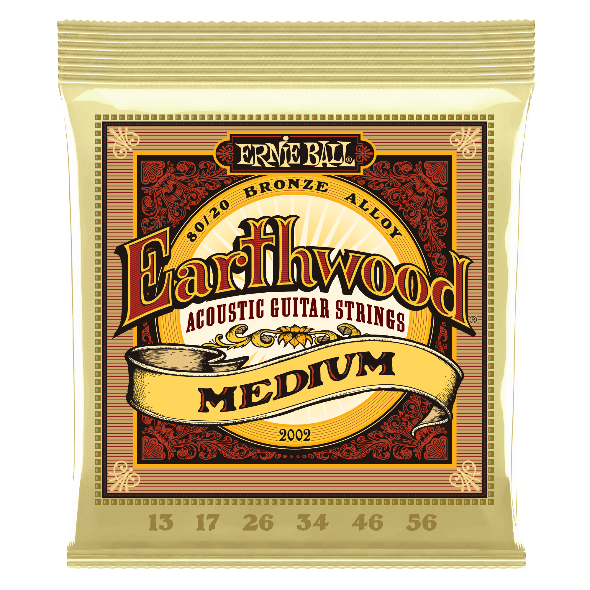 Ernie Ball Acoustic Guitar Strings Ernie Ball 2002 Earthwood Acoustic Guitar Strings,80/20 Bronze, Medium