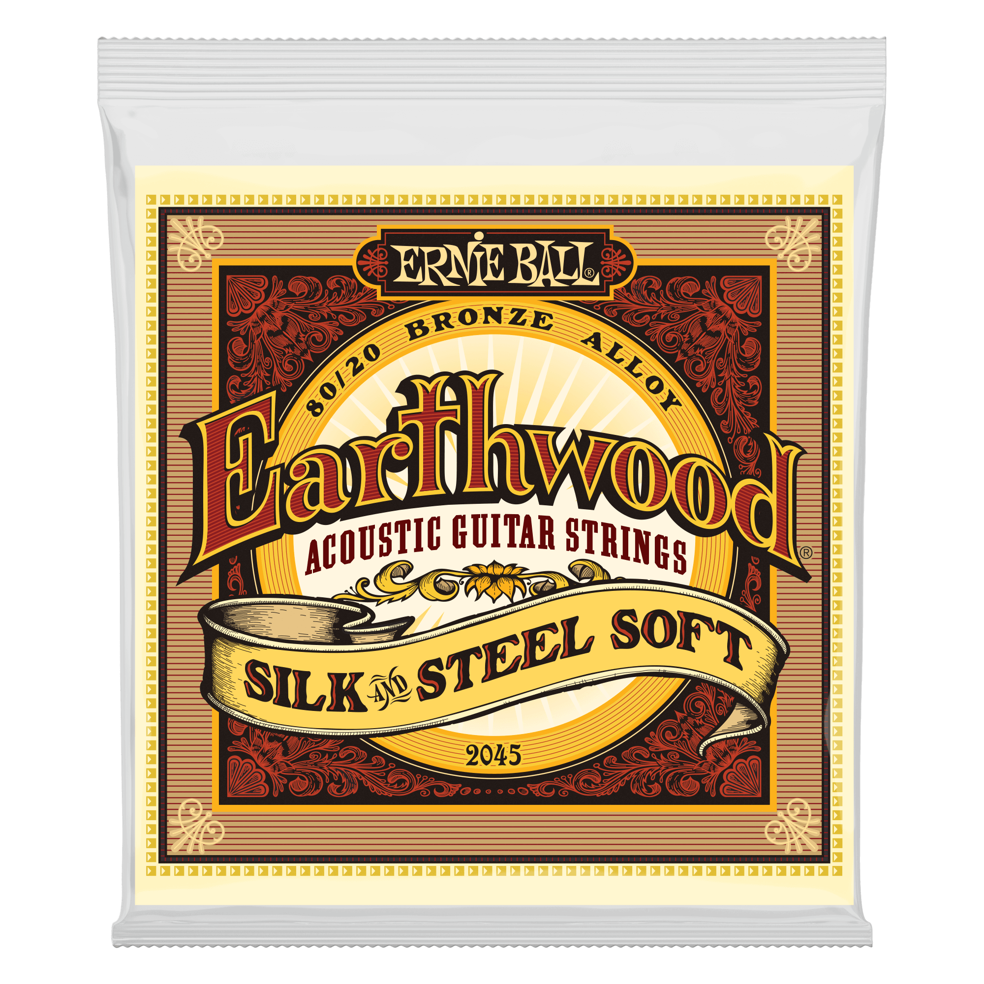 ernie ball acoustic guitar strings ernie ball 2045 earthwood 80/20 bronze silk & steel soft acoustic set