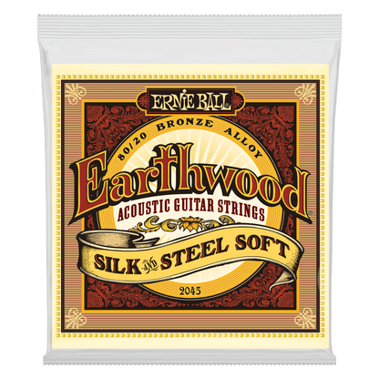 ernie ball acoustic guitar strings ernie ball 2045 earthwood 80/20 bronze silk & steel soft acoustic set