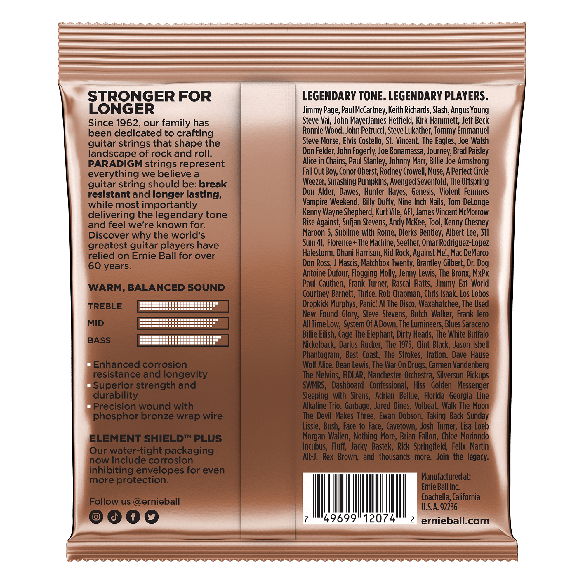 ernie ball acoustic guitar strings ernie ball 2074 paradigm medium phosphor bronze acoustic guitar strings 13-56 gauge