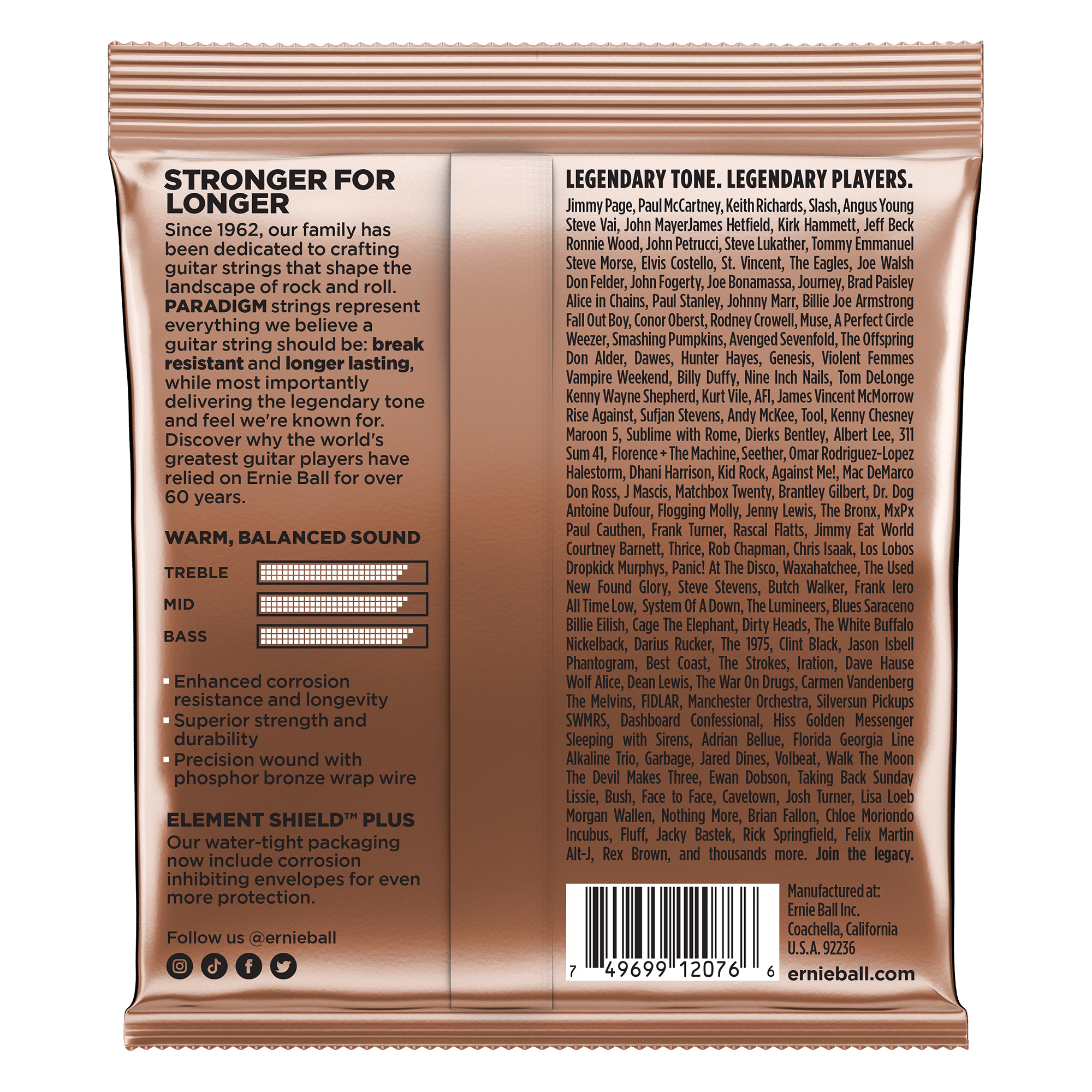 ernie ball acoustic guitar strings ernie ball 2076 phosphor bronze paradigm acoustic, medium