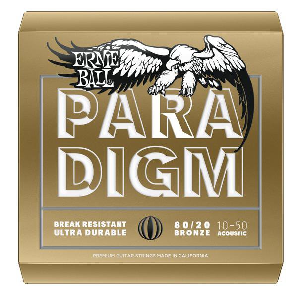 ernie ball acoustic guitar strings ernie ball 2090 paradigm ex light 80/20 bronze acoustic guitar strings - 10-50