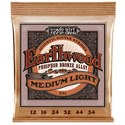 Ernie Ball Acoustic Guitar Strings Ernie Ball 2146 Medium Light Earthwood Phosphor Bronze Acoustic Strings - .012-.054