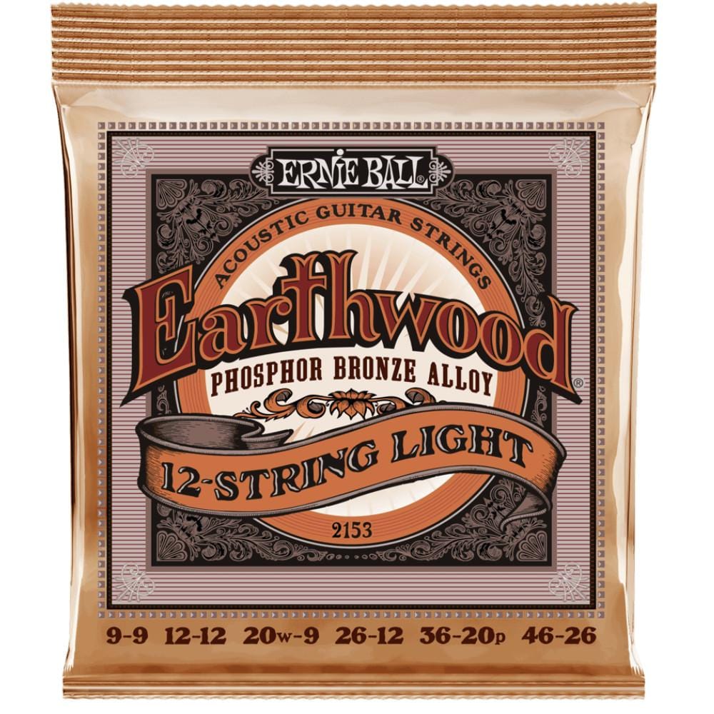 Ernie Ball Acoustic Guitar Strings Ernie Ball 2153 12-String Light Earthwood Phosophor Bronze Acoustic Strings .009-.046