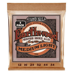 Ernie Ball Acoustic Guitar Strings Ernie Ball 3546 Medium Light Earthwood Phosphor Bronze Acoustic Guitar Strings 3 Pack - .12-.54