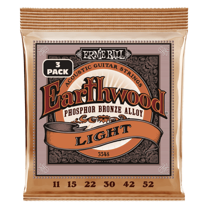 Ernie Ball Acoustic Guitar Strings Ernie Ball 3548 Light Earthwood Phosphor Bronze Acoustic Guitar Strings 3 Pack - .11-.52