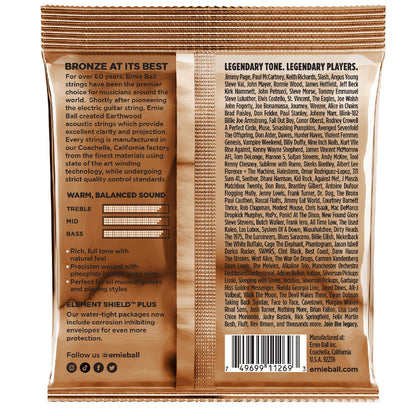 Ernie Ball Acoustic Guitar Strings Ernie Ball 3551 Rock and Blues with Plain G Earthwood Phosphor Bronze Acoustic Guitar String 3 Pack - .10-.52