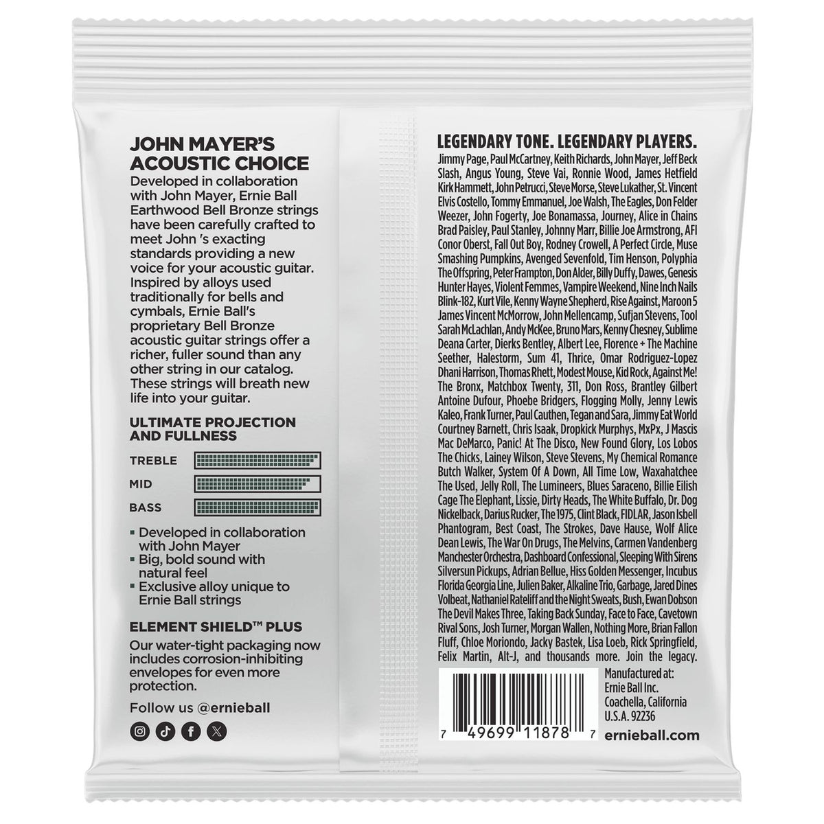 Ernie Ball Acoustic Guitar Strings Ernie Ball Earthwood Bell Bronze Acoustic Guitar Strings