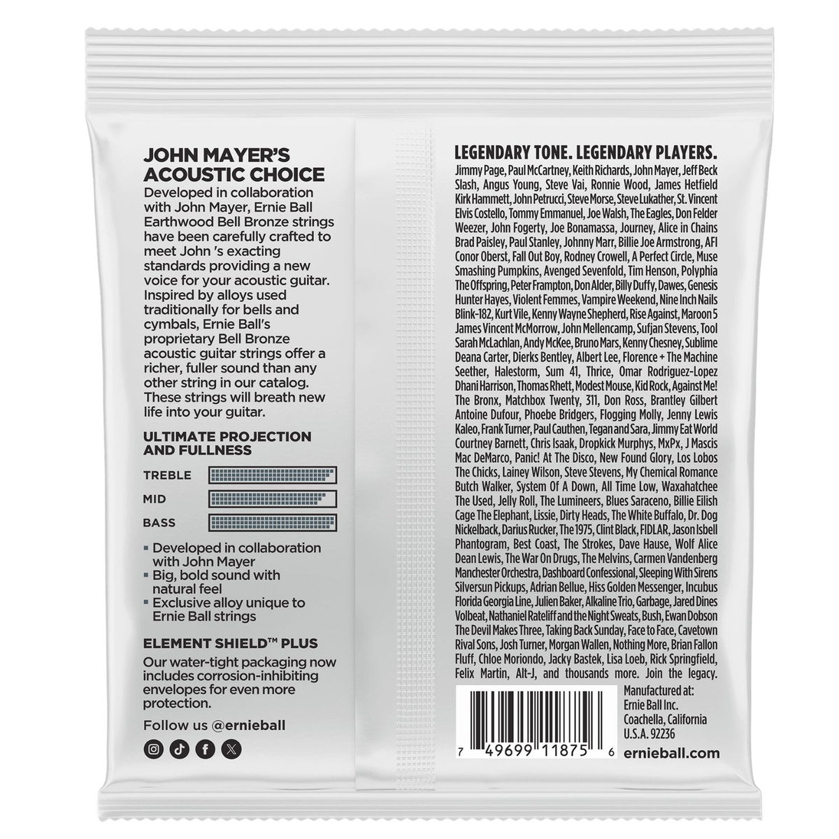 Ernie Ball Acoustic Guitar Strings Ernie Ball Earthwood Bell Bronze Acoustic Guitar Strings