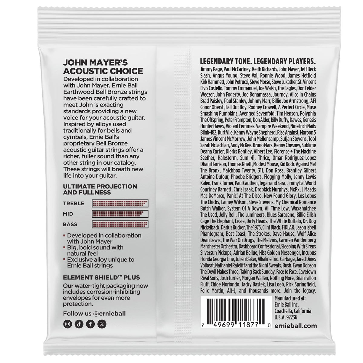 Ernie Ball Acoustic Guitar Strings Ernie Ball Earthwood Bell Bronze Acoustic Guitar Strings