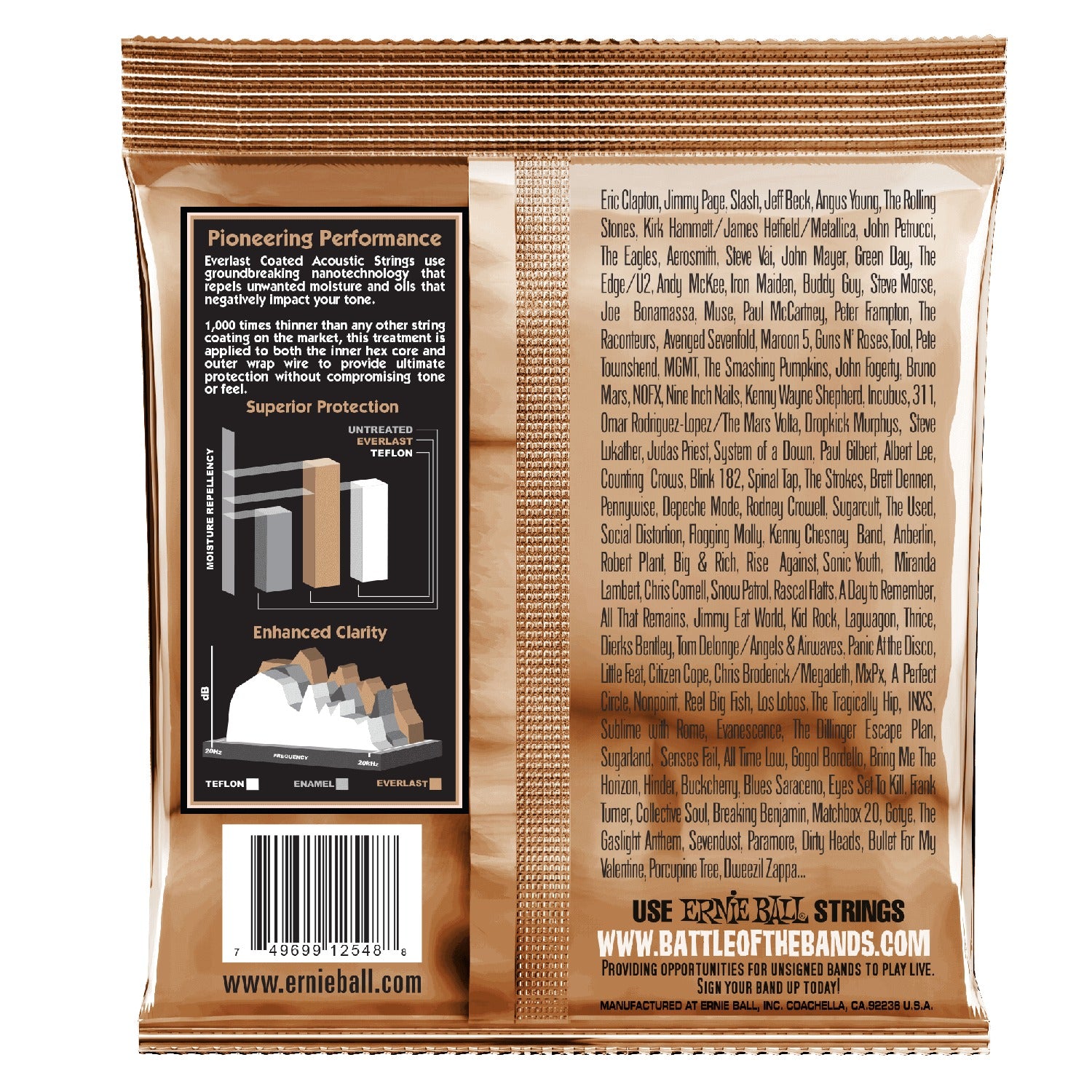 Ernie Ball Acoustic Guitar Strings Ernie Ball Everlast Coated Phosphor Bronze Acoustic Guitar Strings