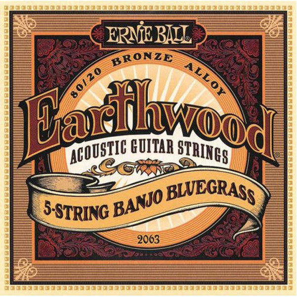 Ernie Ball Banjo Strings Ernie Ball 2063 Earthwood 80/20 Bronze 5-String Banjo Bluegrass String