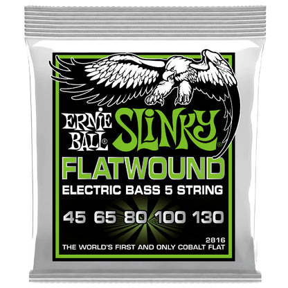 Ernie Ball Bass Guitar Strings Ernie Ball 2816 Regular Slinky 5-Strings Flatwound Electric Bass Strings - 45-130