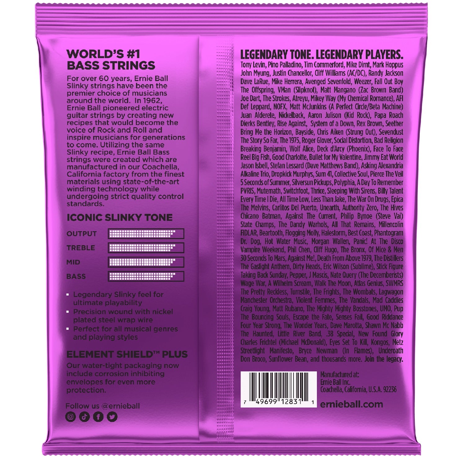 Ernie Ball Bass Guitar Strings Ernie Ball 2831 Nickel Wound Power Slinky Bass String Set - 55-110