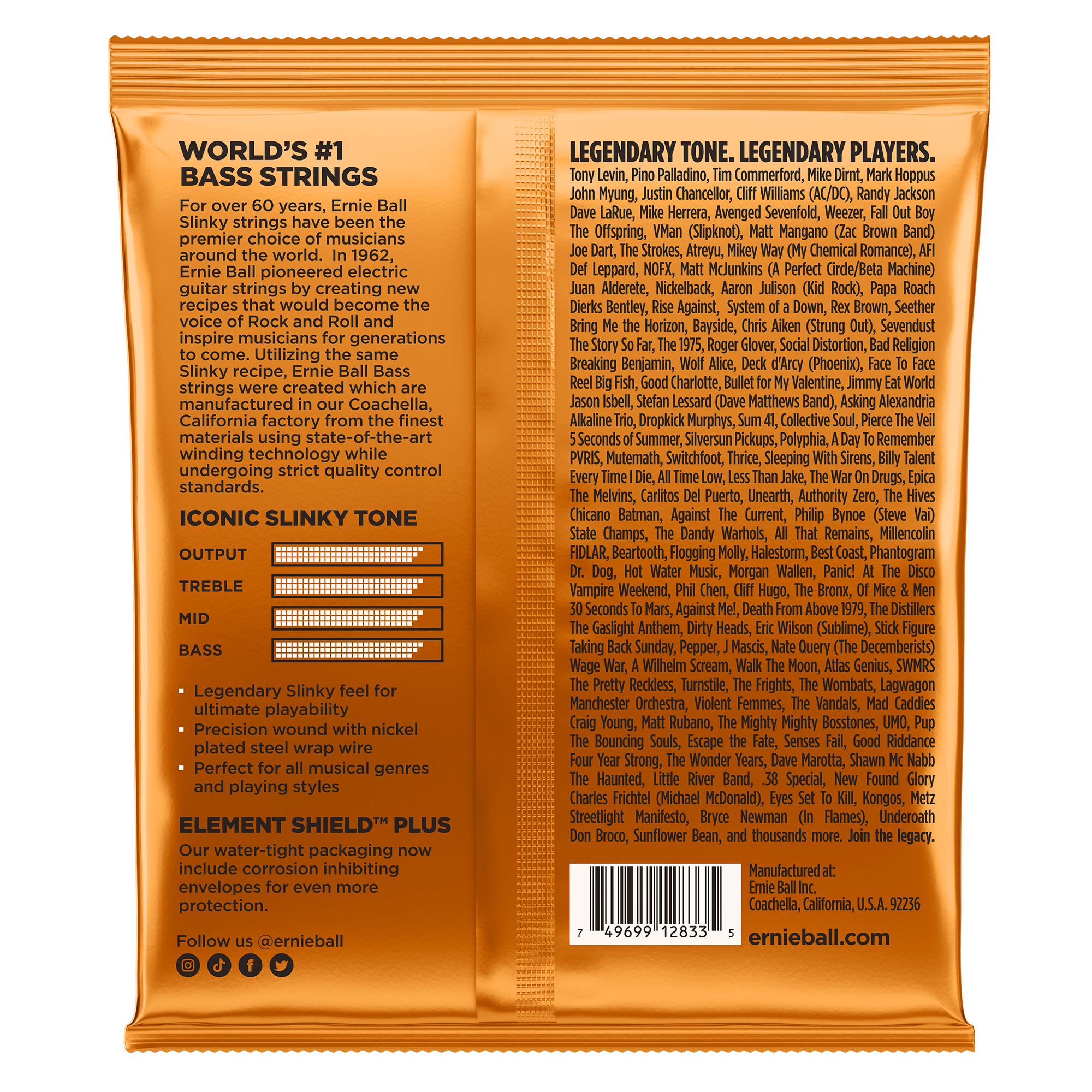 ernie ball bass guitar strings ernie ball 2833 hybrid slinky bass guitar strings - round wound.