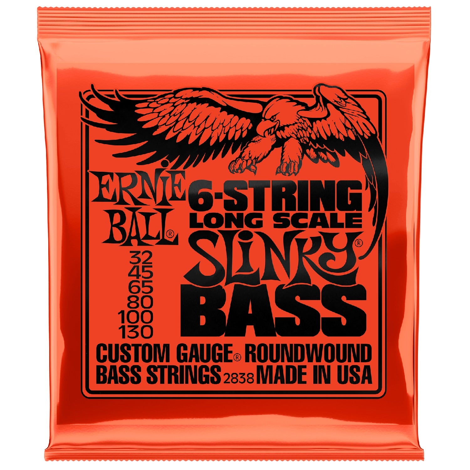 Ernie Ball Bass Guitar Strings Ernie Ball 2838 Slinky Nickel Round Wound 6-Str. Electric Bass Strings - 0.32-0.130
