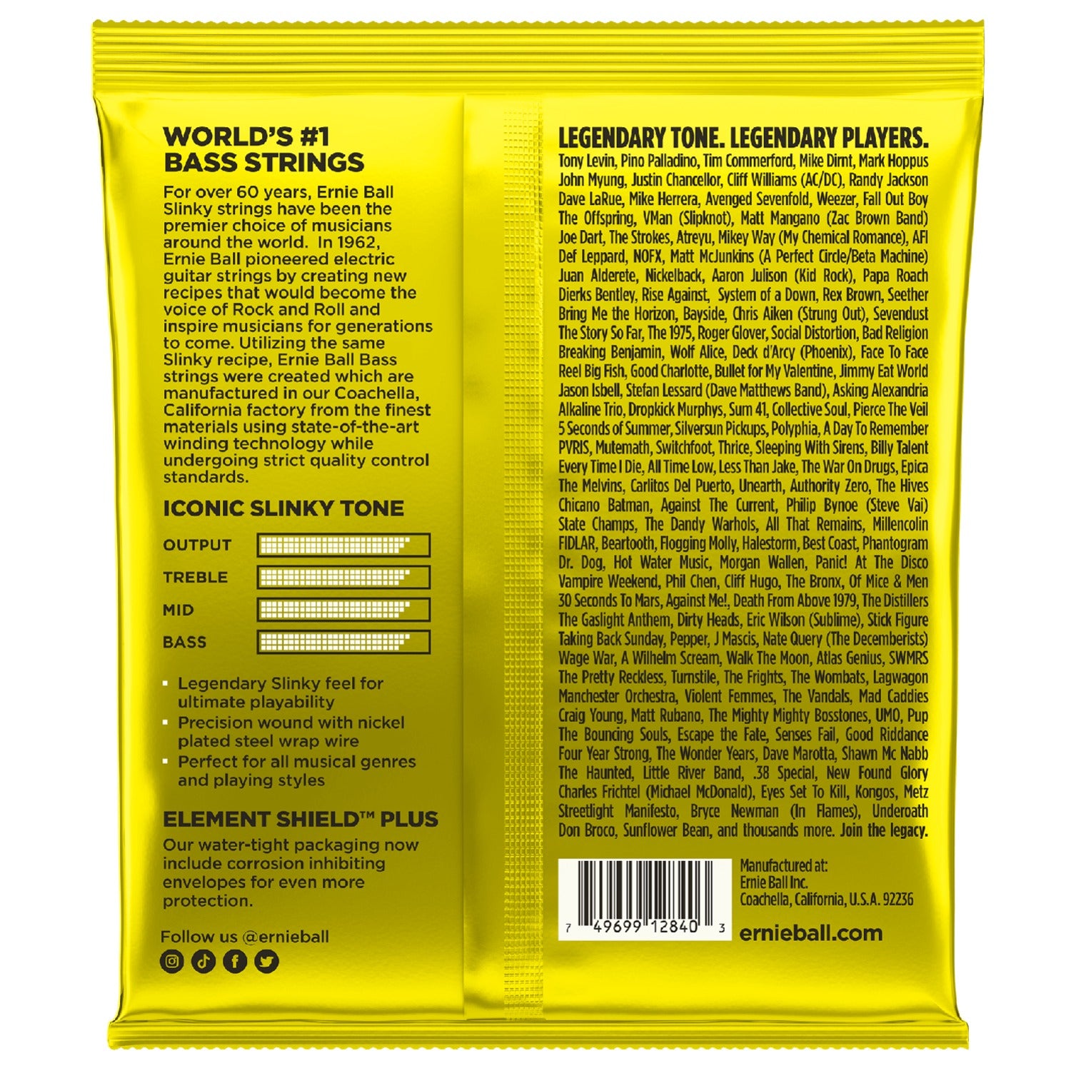 Ernie Ball Bass Guitar Strings Ernie Ball 2840 Beefy Slinky Nickel Wound 4 String Electric Bass Guitar String Set - 65-130 Gauge