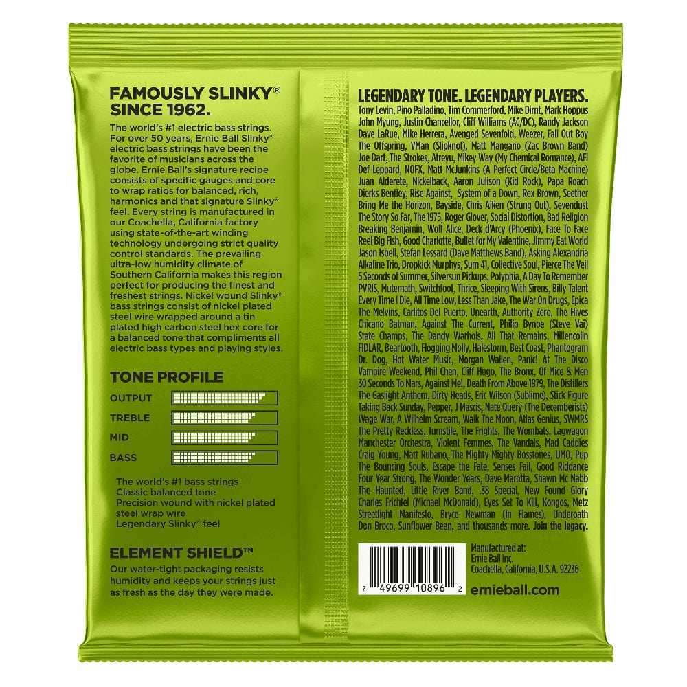 ernie ball bass guitar strings ernie ball 2856 regular slinky nickel wound medium scale 4 string electric bass guitar string set - .045-.105