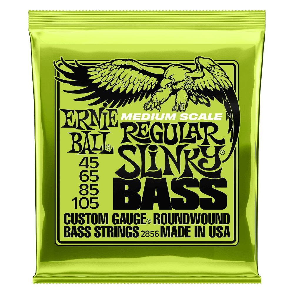 ernie ball bass guitar strings ernie ball 2856 regular slinky nickel wound medium scale 4 string electric bass guitar string set - .045-.105