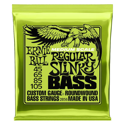 ernie ball bass guitar strings ernie ball 2856 regular slinky nickel wound medium scale 4 string electric bass guitar string set - .045-.105