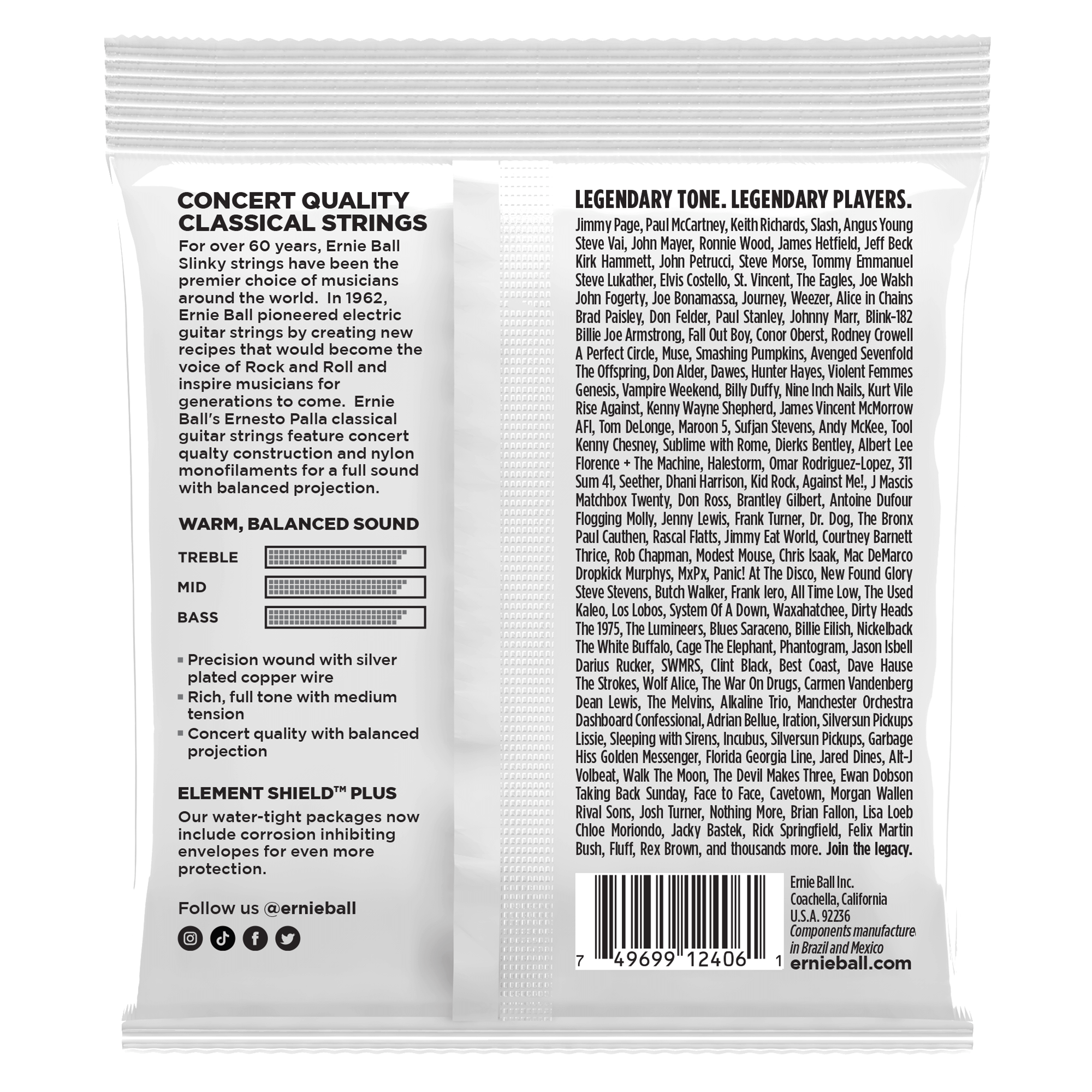 Ernie Ball Classical Guitar Strings Ernie Ball 2406 Acoustic Guitar Strings - Ernesto Palla, Nylon
