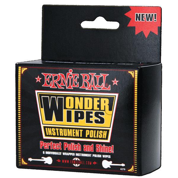 ernie ball cleaners and conditioners ernie ball 4278 wonder wipes instrument polish - pack of 6