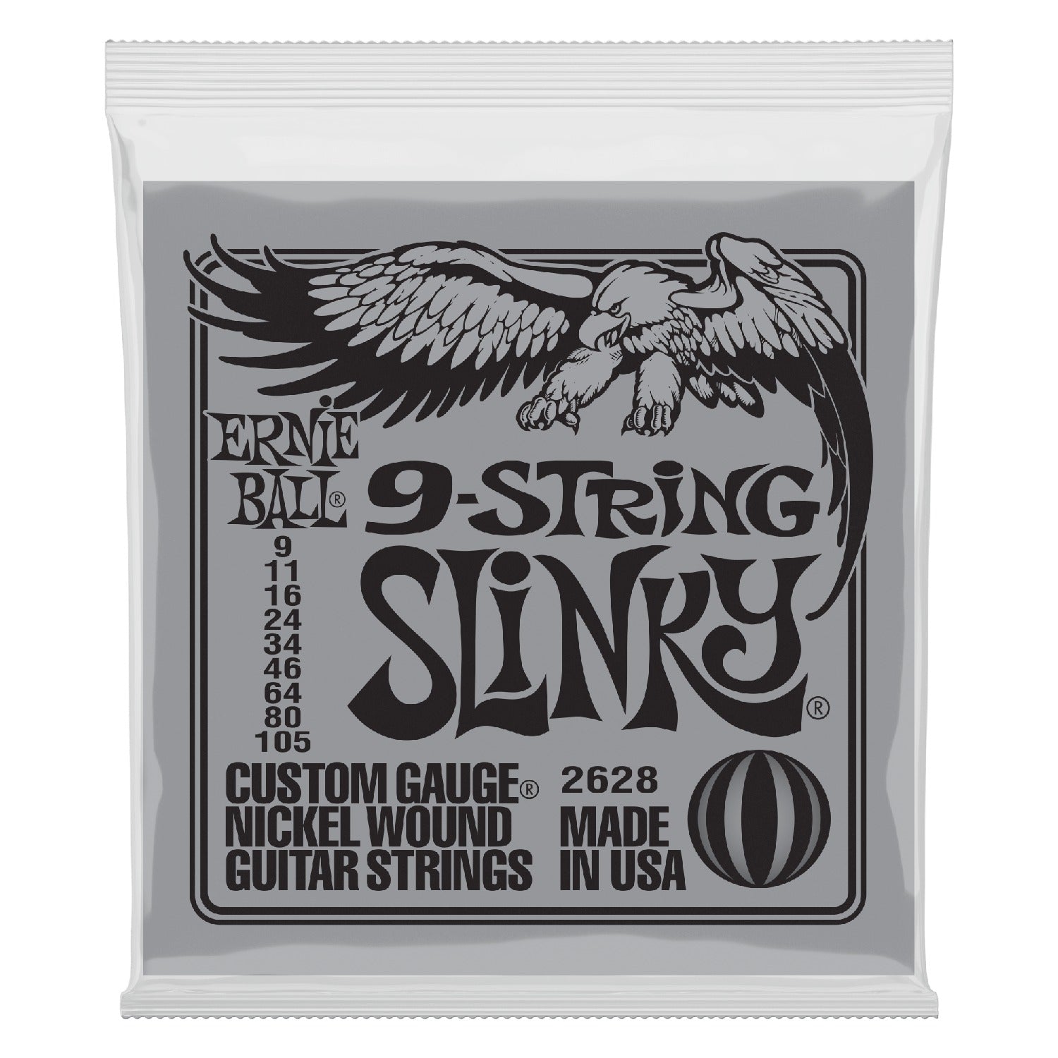 Ernie Ball Electric Guitar Strings 0.09-.105 Ernie Ball Slinky 9-String Nickel Wound Electric Guitar String