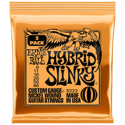 Ernie Ball Electric Guitar Strings .009 - .046 Ernie Ball 3222 Hybrid Slinky Nickel Wound Electric Guitar Strings 3 Pack 9-46