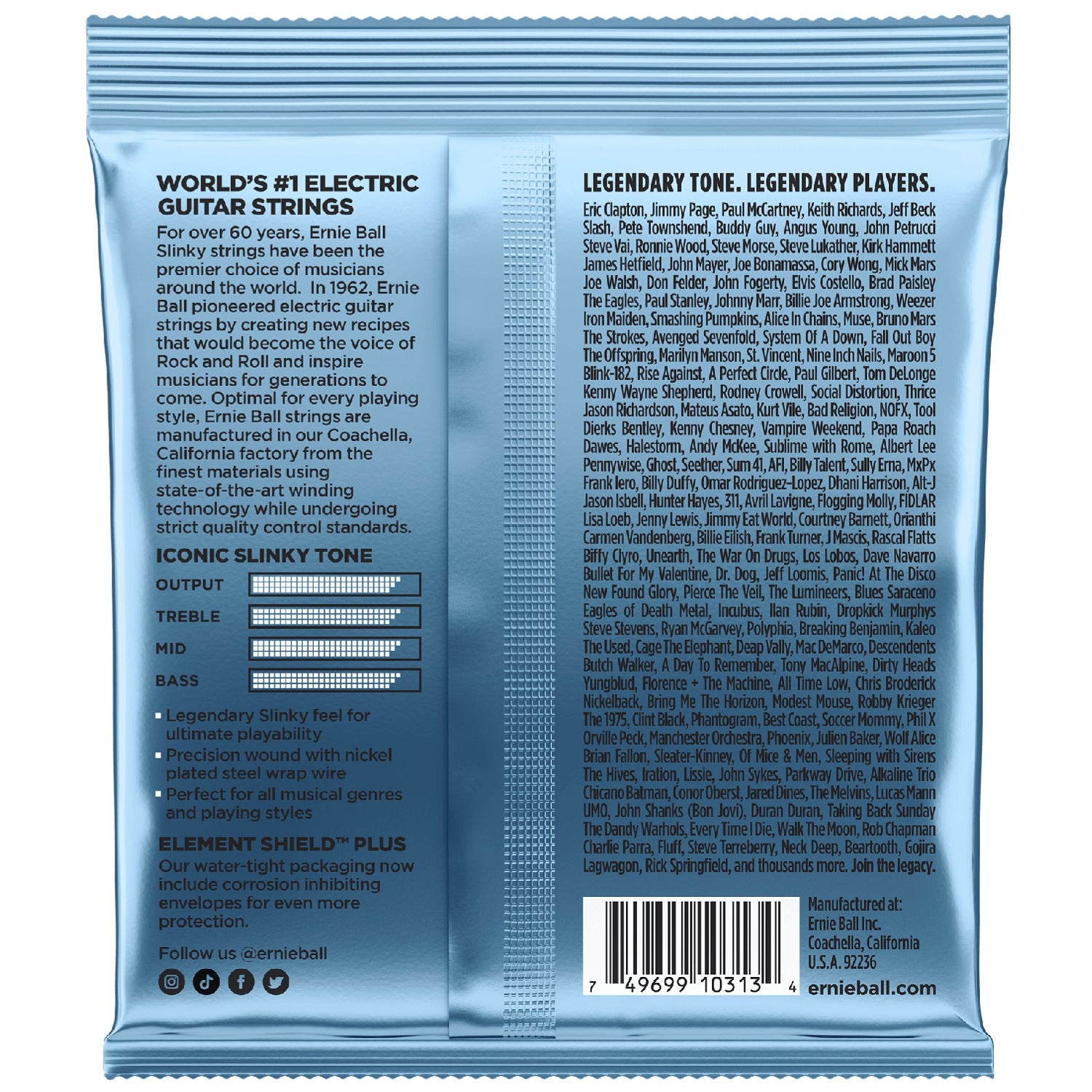 Ernie Ball Electric Guitar Strings .0095 - .044 Ernie Ball 2212 Primo Slinky Nickel Wound Electric Guitar Strings 9.5-44 