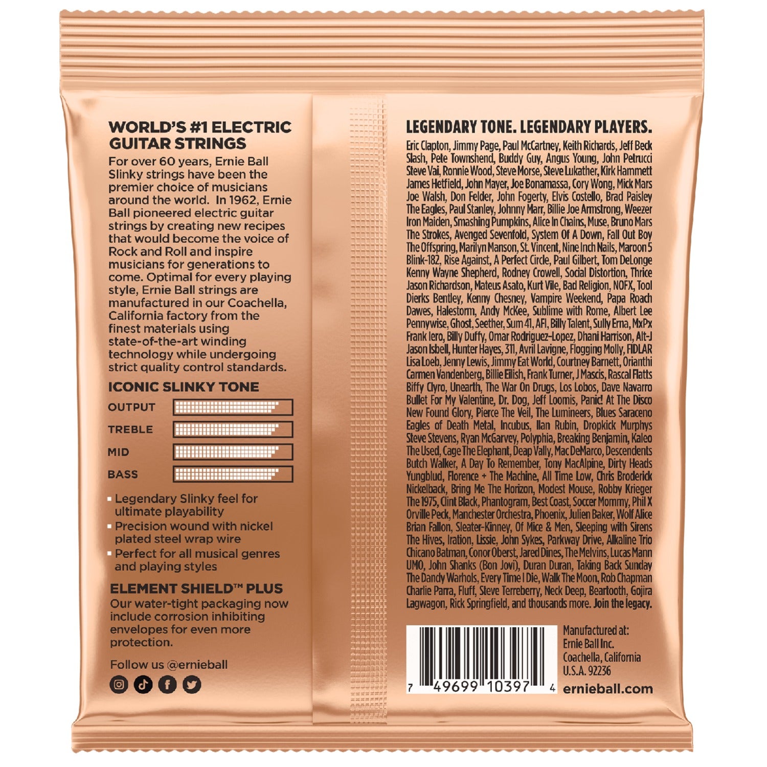 Ernie Ball Electric Guitar Strings .0095 - .046 Ernie Ball 2224 Turbo Slinky Nickel Wound Electric Guitar Strings 9.5-46 
