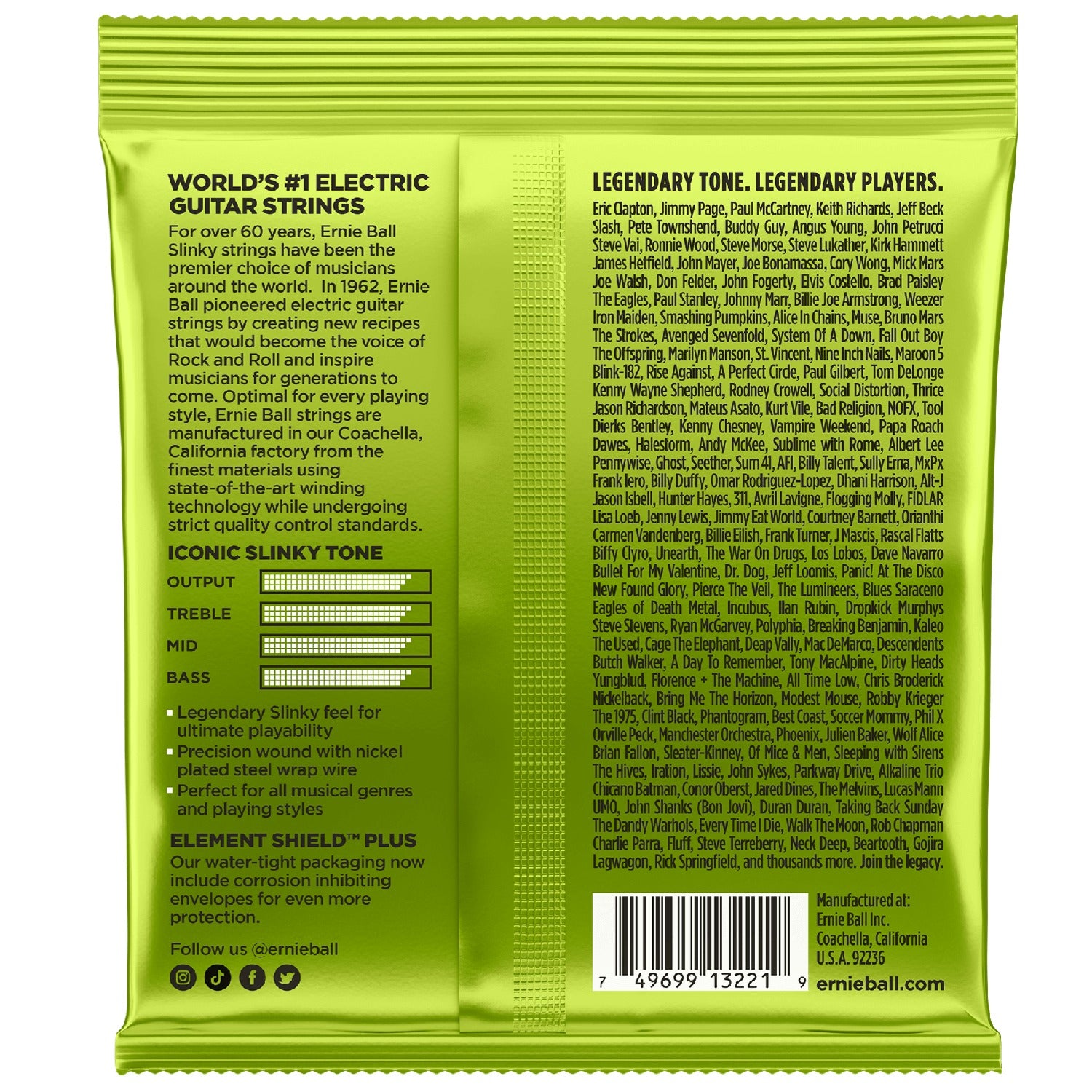 Ernie Ball Electric Guitar Strings .010 - .046 Ernie Ball 3221 Regular Slinky Nickel Wound Electric Guitar Strings 3 Pack 10-46 