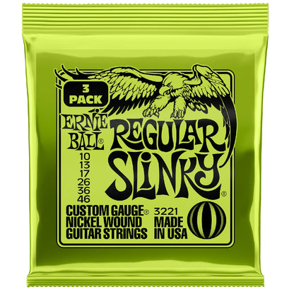 Ernie Ball Electric Guitar Strings .010 - .046 Ernie Ball 3221 Regular Slinky Nickel Wound Electric Guitar Strings 3 Pack 10-46 