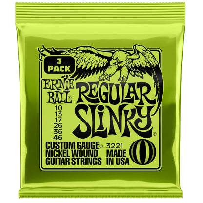 Ernie Ball Electric Guitar Strings .010 - .046 Ernie Ball 3221 Regular Slinky Nickel Wound Electric Guitar Strings 3 Pack 10-46