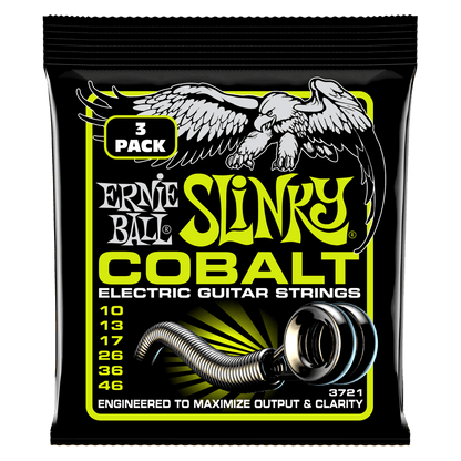 Ernie Ball Electric Guitar Strings .010 - .046 Ernie Ball Regular Slinky Cobalt Electric Guitar Strings 3 Pack 10-46