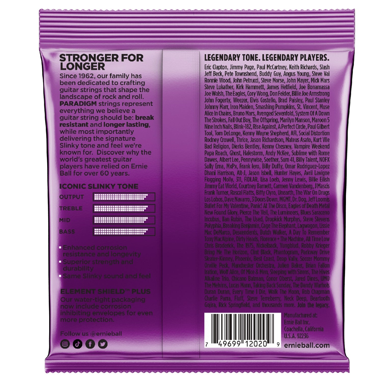 Ernie Ball Electric Guitar Strings .011 - .048 Ernie Ball 2020 Power Slinky Paradigm Electric Guitar Strings 11-48