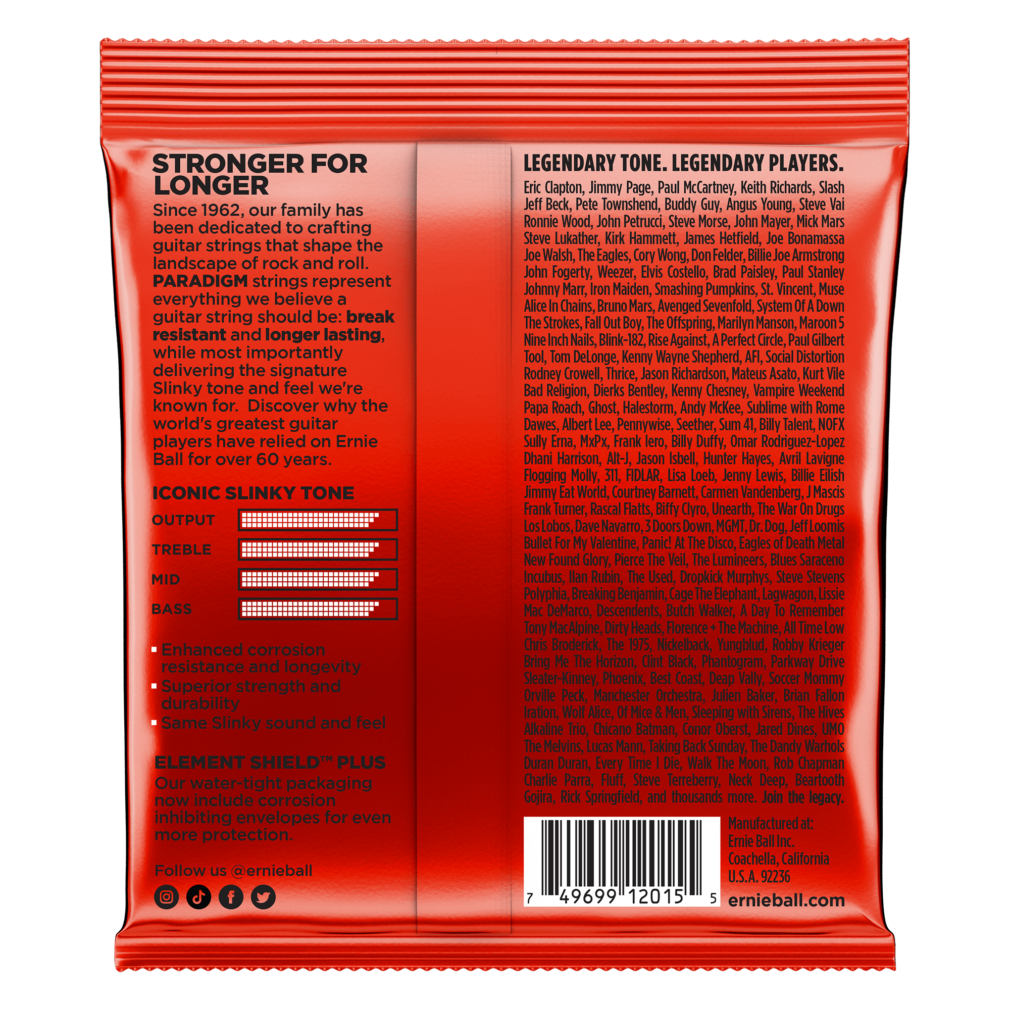 ernie ball electric guitar strings ernie ball 2015 paradigm slinky electric guitar strings skinny top heavy bottom - 10-52