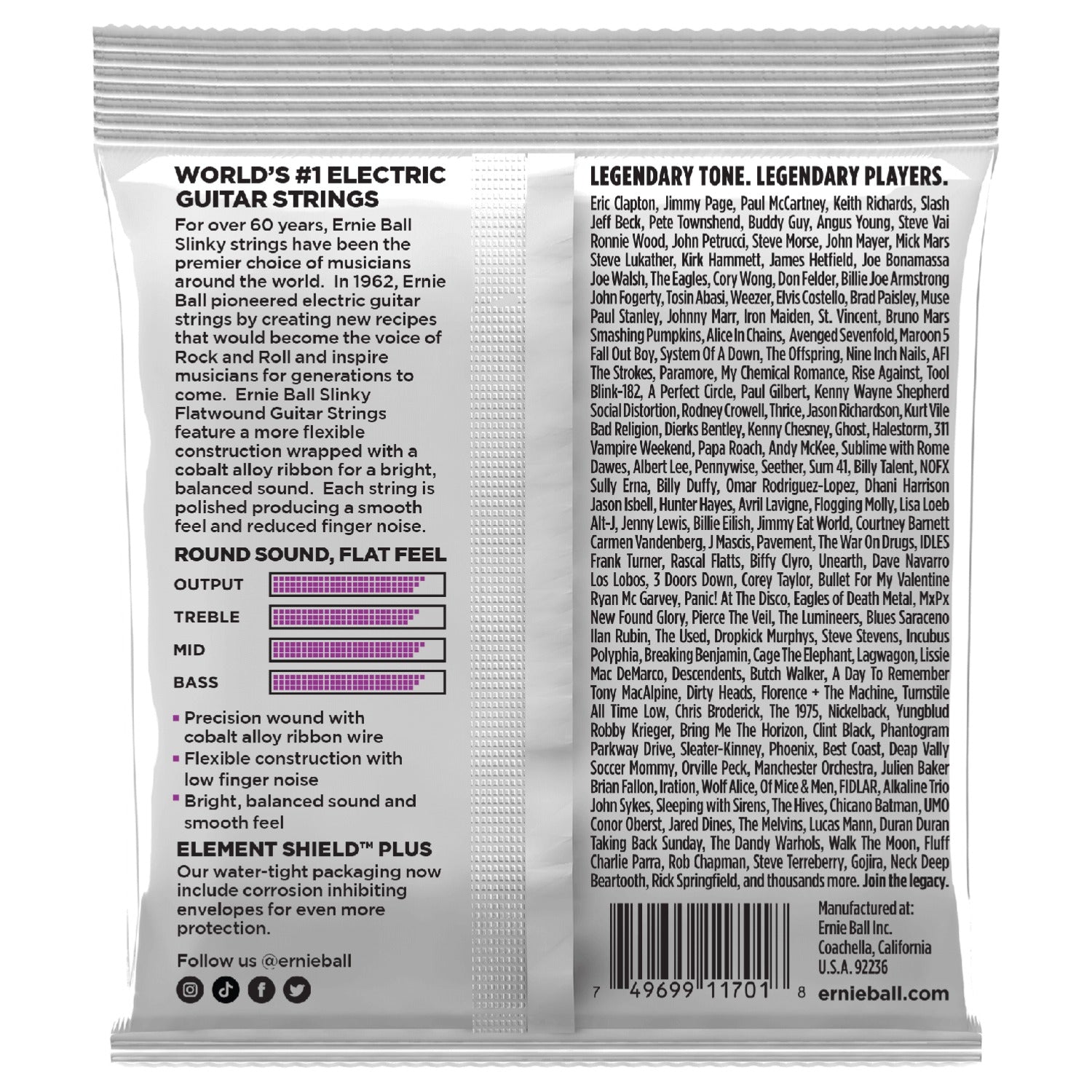 Ernie Ball Electric Guitar Strings Ernie Ball 2590 Power Slinky Flatwound Electric Guitar Strings - .011-.048