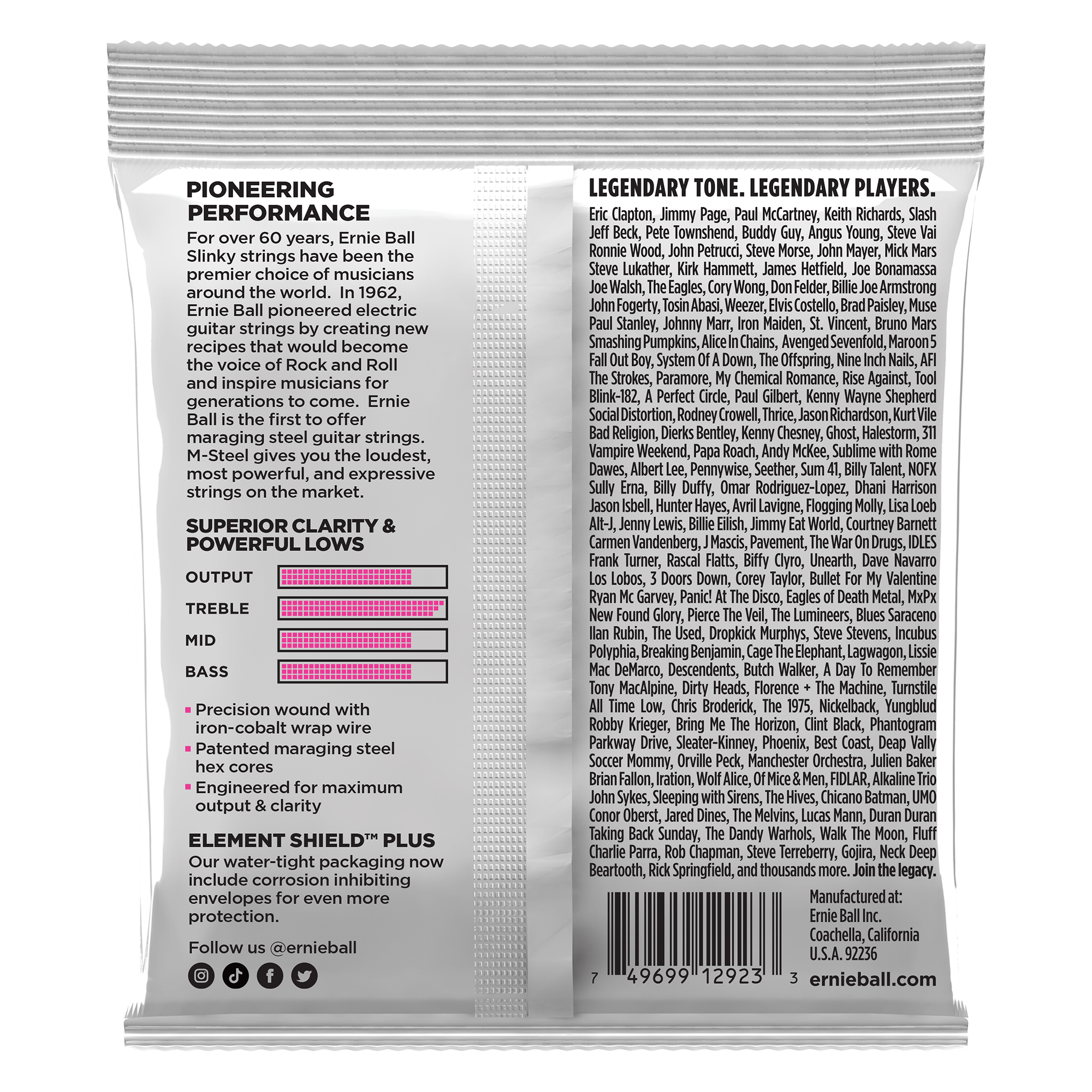 ernie ball electric guitar strings ernie ball 2923 super slinky m-steel electric guitar strings - 9-42 gauge