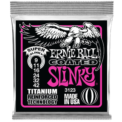 Ernie Ball Electric Guitar Strings Ernie Ball 3123 Super Slinky Coated Titanium RPS Electric Guitar String Set - 9-42