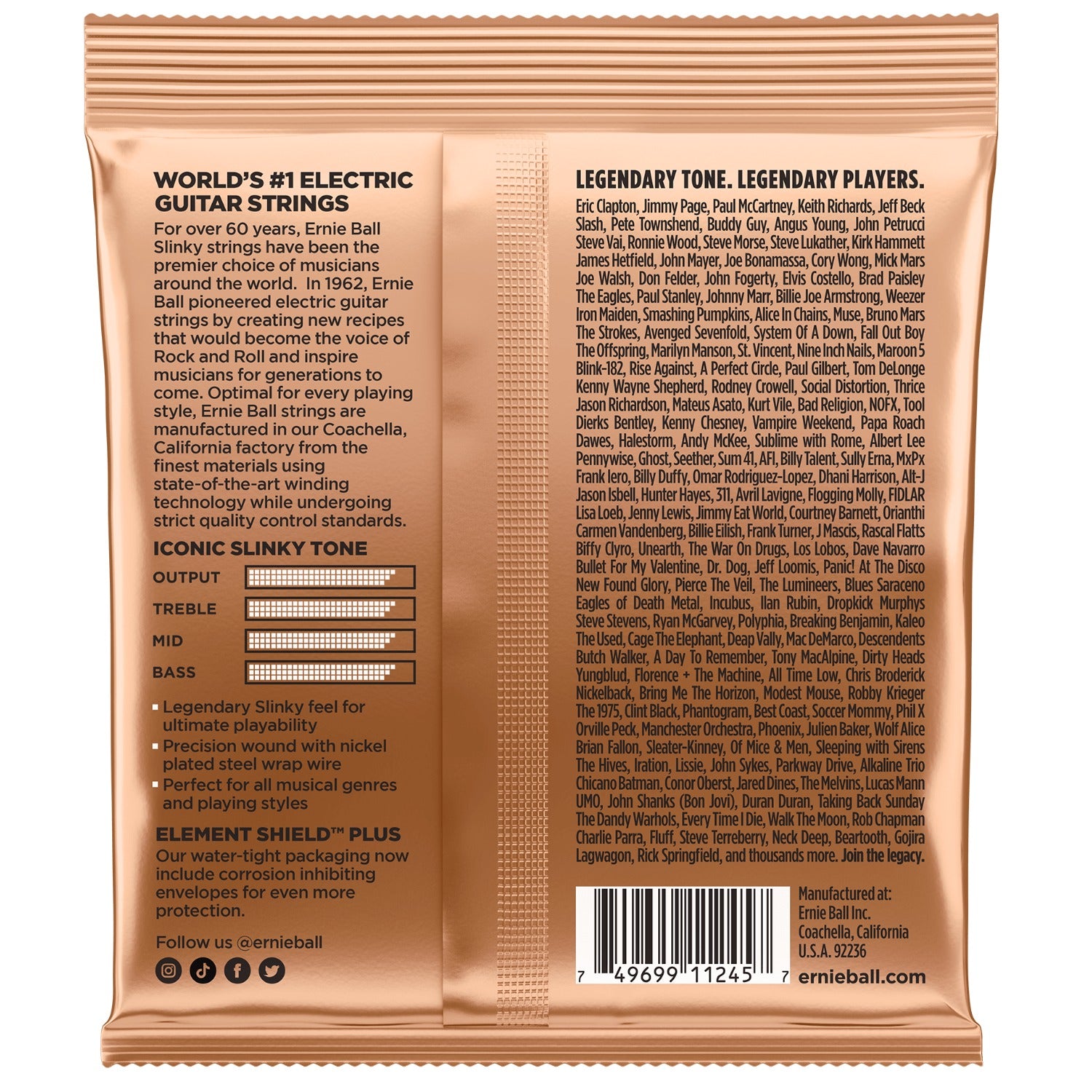 Ernie Ball Electric Guitar Strings Ernie Ball 3224 Turbo Slinky Nickel Wound Electric Guitar String 3 Pack - .9.5-.46