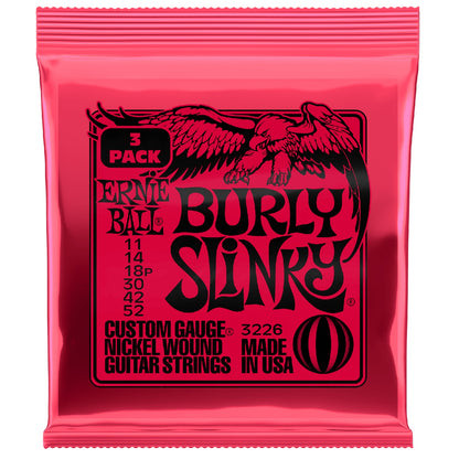 Ernie Ball Electric Guitar Strings Ernie Ball 3226 Burly Slinky Nickel Wound Electric Guitar Strings 3 Pack - .11-.52