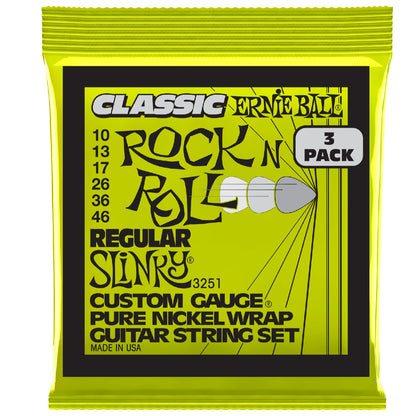 Ernie Ball Electric Guitar Strings Ernie Ball 3251 Regular Slinky Classic Pure Nickel Electric Guitar Strings - Pack of 3 - .10-.46