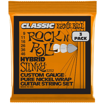 Ernie Ball Electric Guitar Strings Ernie Ball 3252 Hybrid Slinky Classic Pure Nickel Electric Guitar Strings - Pack of 3 - .9-.46