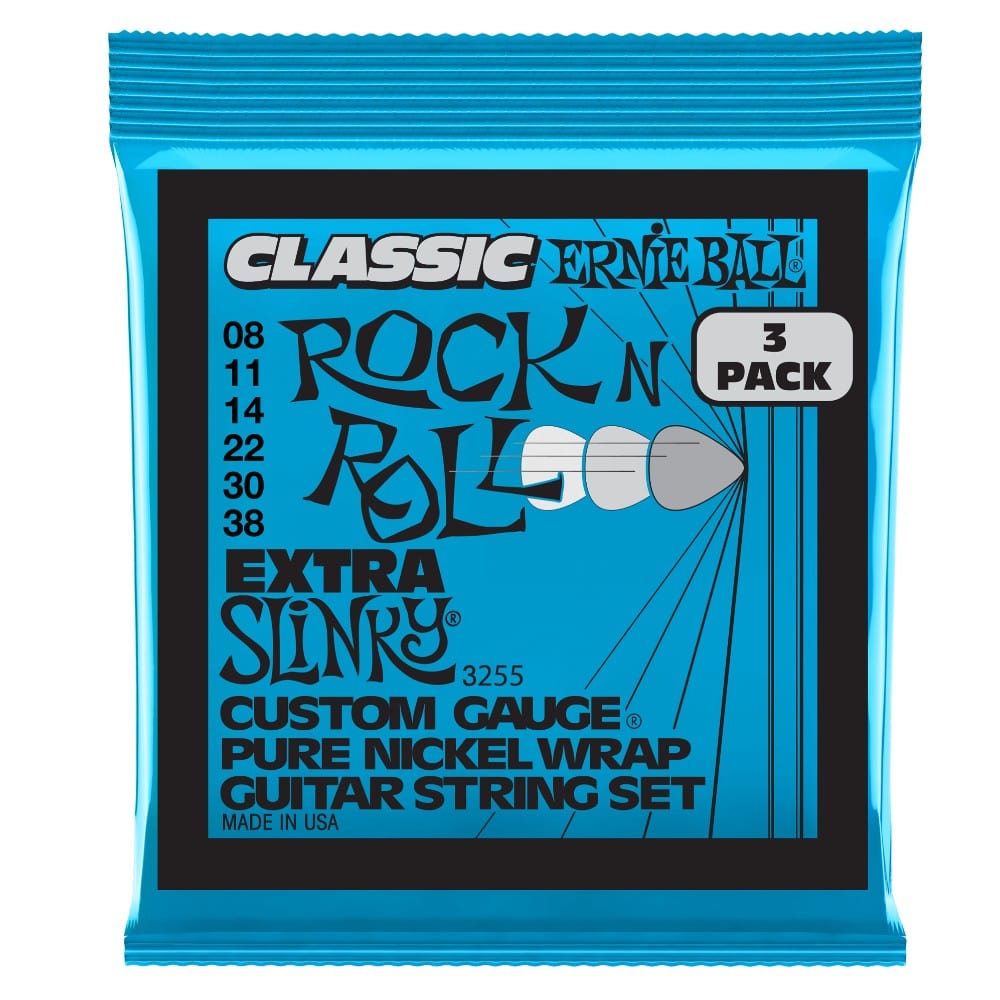 Buy Ernie Ball 3255 Extra Slinky Classic Pure Nickel Electric Guitar Strings  - Pack of 3 - .8-.38 Online