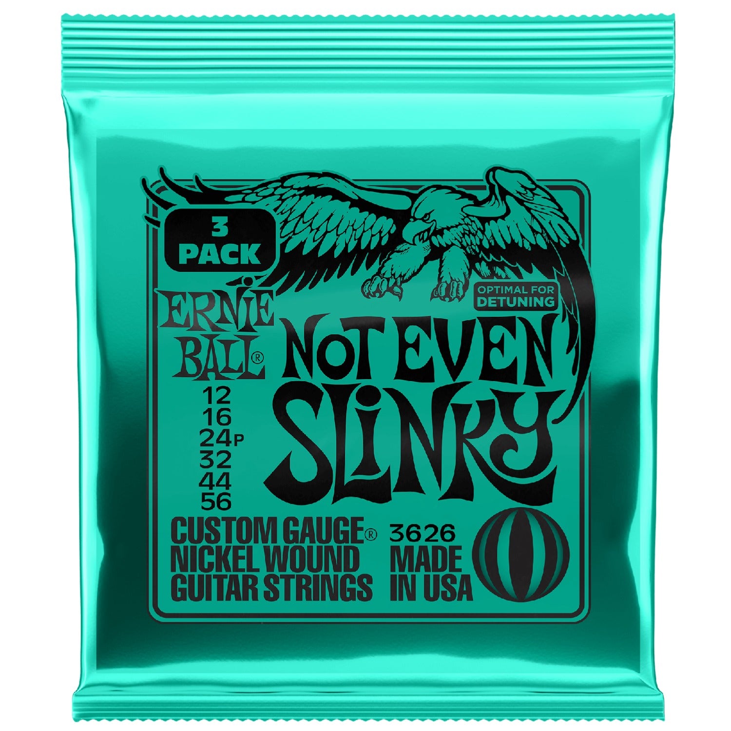 Ernie Ball Electric Guitar Strings Ernie Ball 3626 Not Even Slinky Nickel Wound Electric Guitar Strings - Pack of 3 - .12-.56