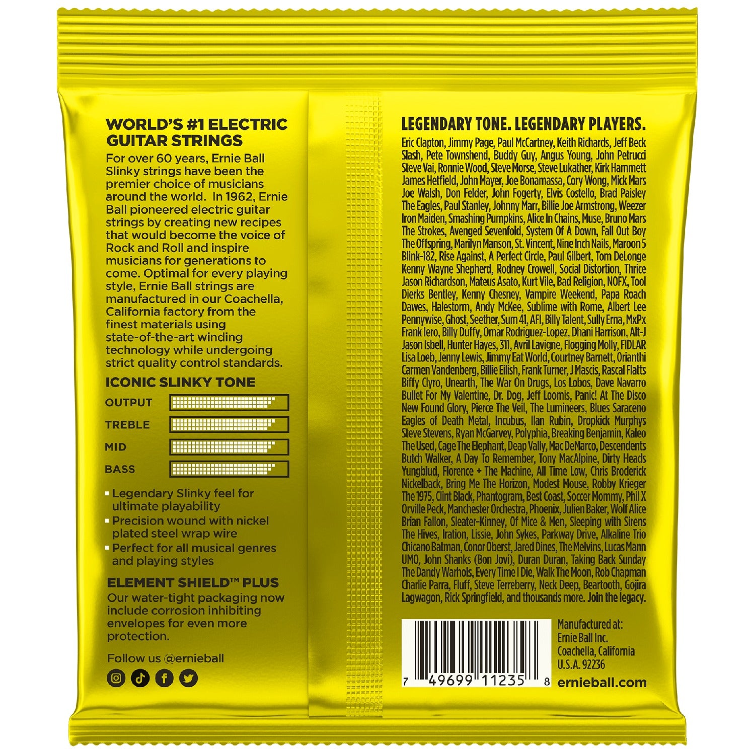 Ernie Ball Electric Guitar Strings Ernie Ball 3627 Beefy Slinky Nickel Wound Electric Guitar Strings Pack of 3 - .11-.54